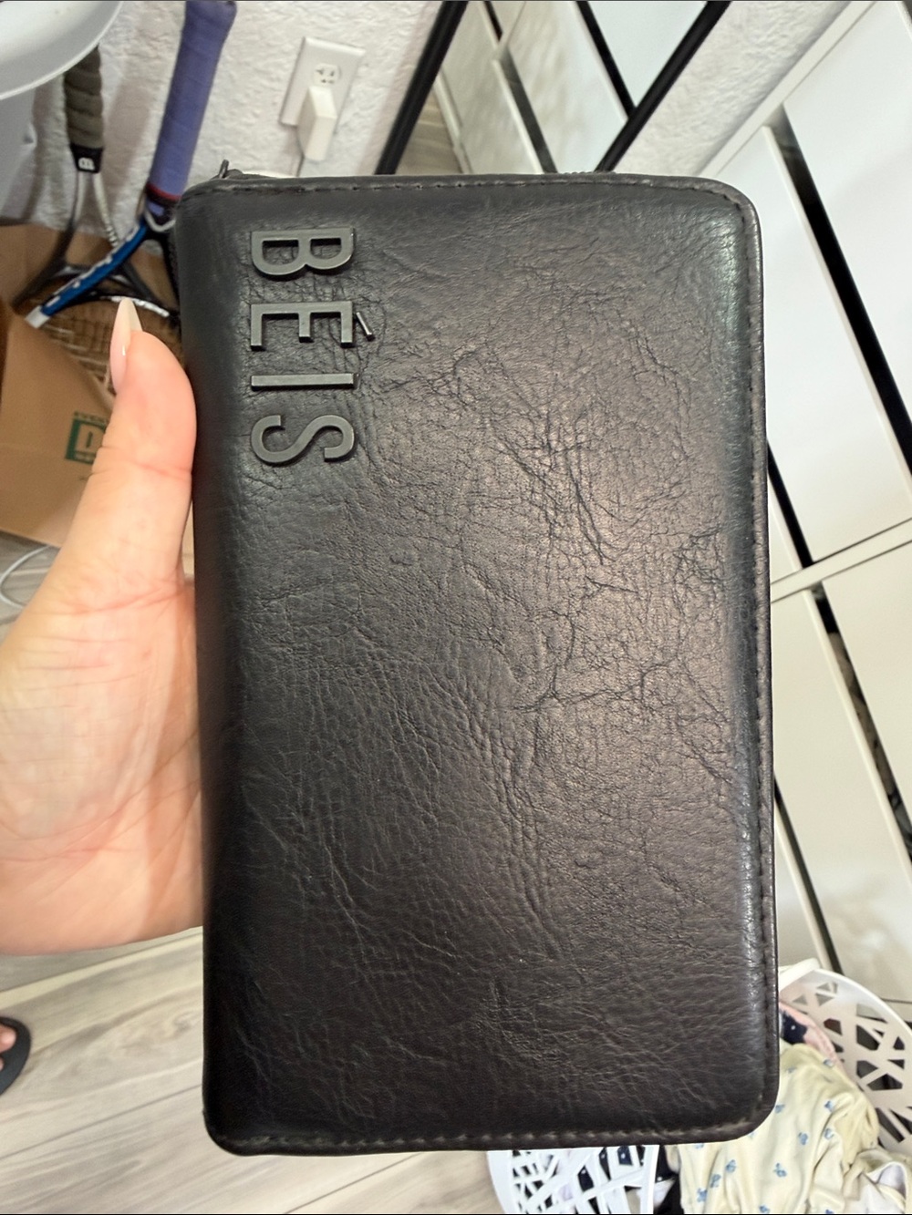 BEIS Black Zip-Around Travel Organizer Wallet